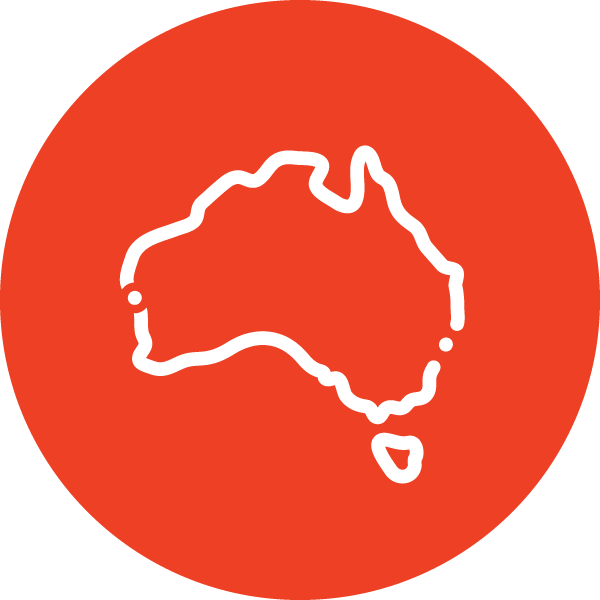 australia inside an orange circle (illustration)