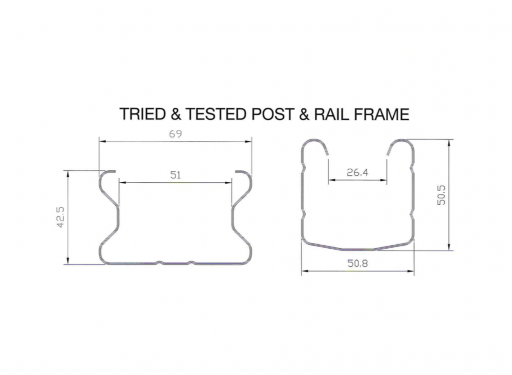 post and rail frame diagram with measurements